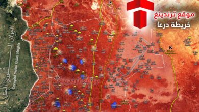 خريطة درعا وريفها ومناطق الاشتباكات بعد بدء العملية العسكرية للجيش السوري