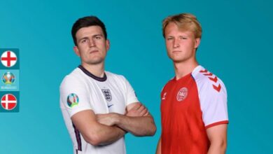 مباراة إنجلترا والدنمارك بث مباشر في نصف نهائي يورو 2020