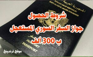 سوريا ..شروط الحصول على جواز السفر المستعجل ( الفوري ) ب 300 ألف ليرة سورية